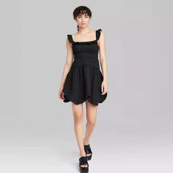 Chic Black Ruffled Mini Dress | Wild Fable | M - Picture 7 of 7